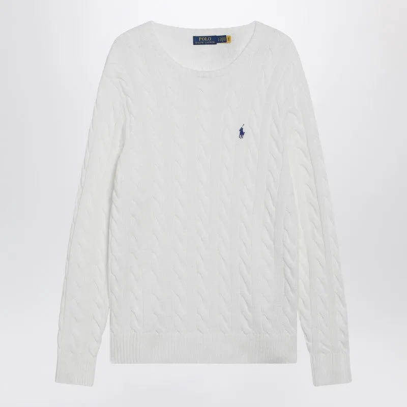 White Cable-Knit Cotton Sweater sold by Wanan Luxury