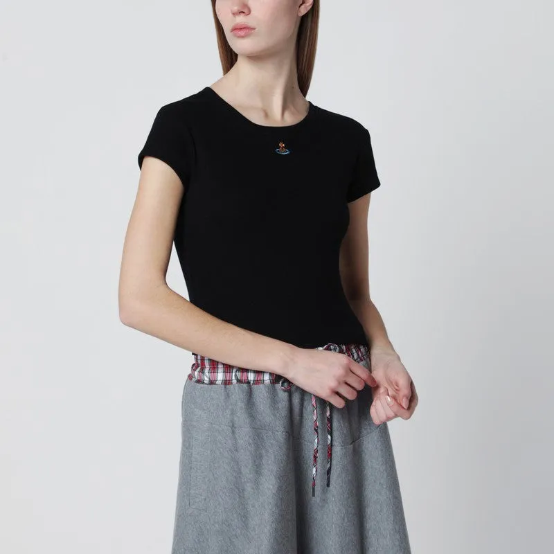 Black Cropped T-Shirt With Orb Logo sold by Wanan Luxury