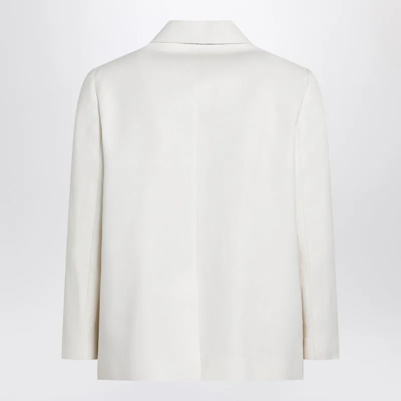Ivory Fluid Twill Jacket In Viscose And Linen sold by Wanan Luxury product image thumbnail 2