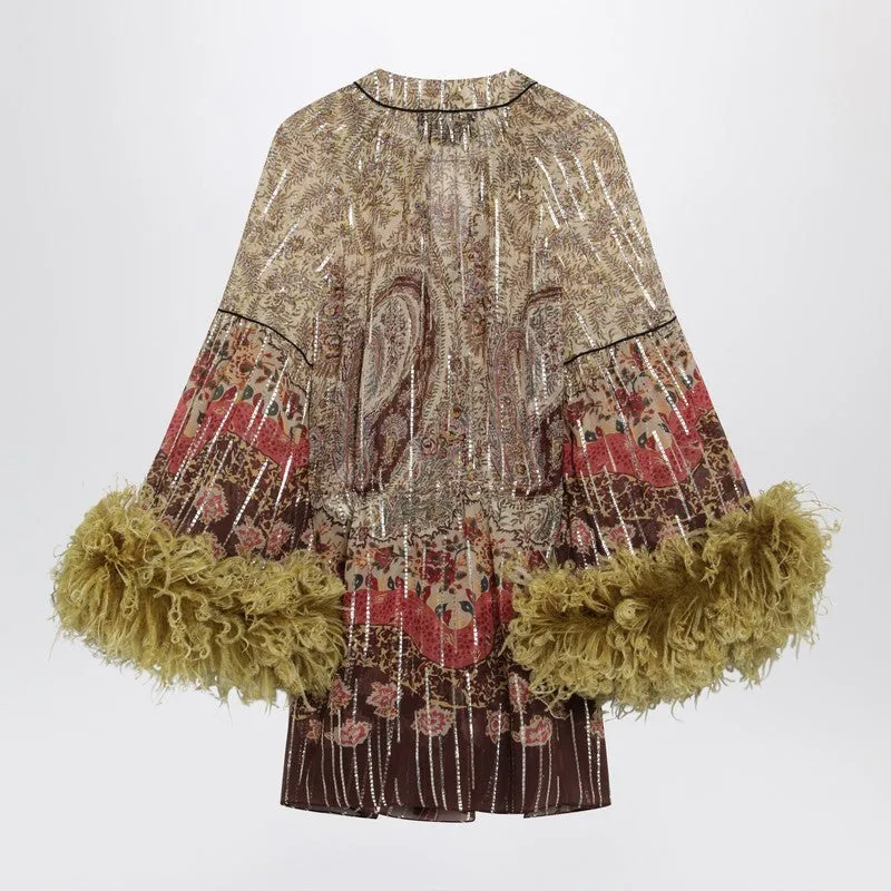 Paisley Print Georgette Blouse With Feathers sold by Wanan Luxury product image thumbnail 2