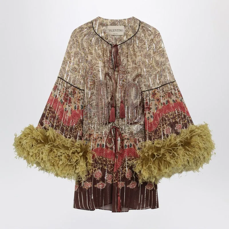 Paisley Print Georgette Blouse With Feathers sold by Wanan Luxury