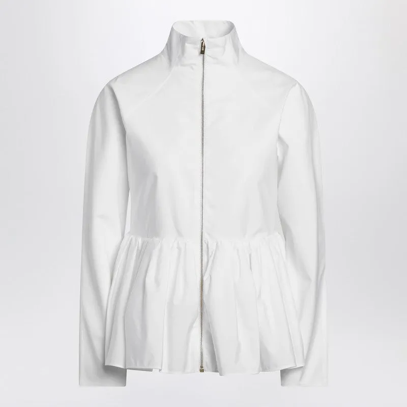 White Cotton Poplin Peplum Jacket sold by Wanan Luxury