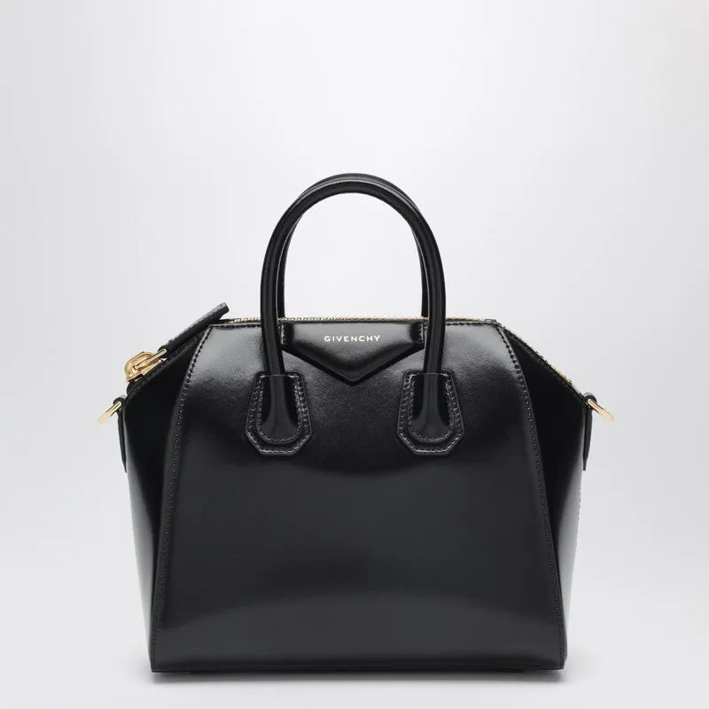 Antigona Mini Bag In Black Box Leather sold by Wanan Luxury