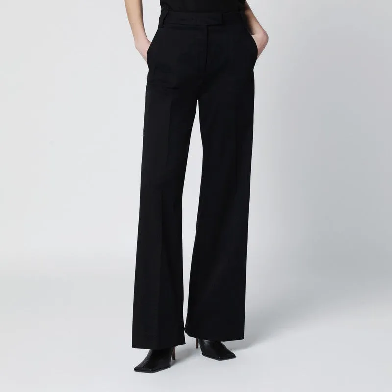 Black Cotton Palazzo Trousers sold by Wanan Luxury