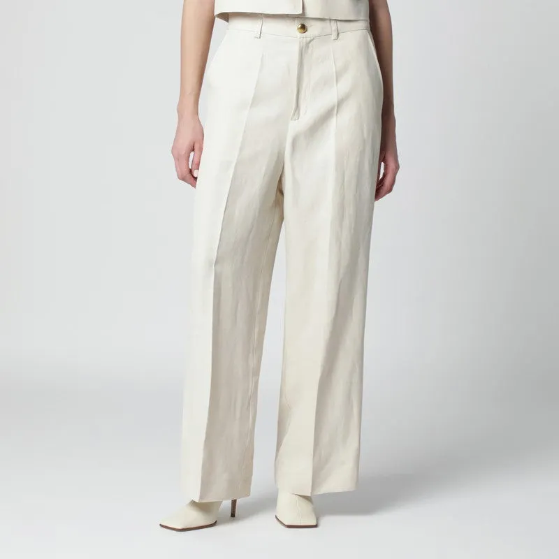 Sand-Colored Linen-Blend Trousers made by P.A.R.O.S.H.