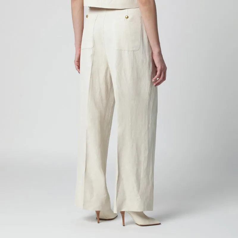 Sand-Colored Linen-Blend Trousers sold by Wanan Luxury product image thumbnail 2