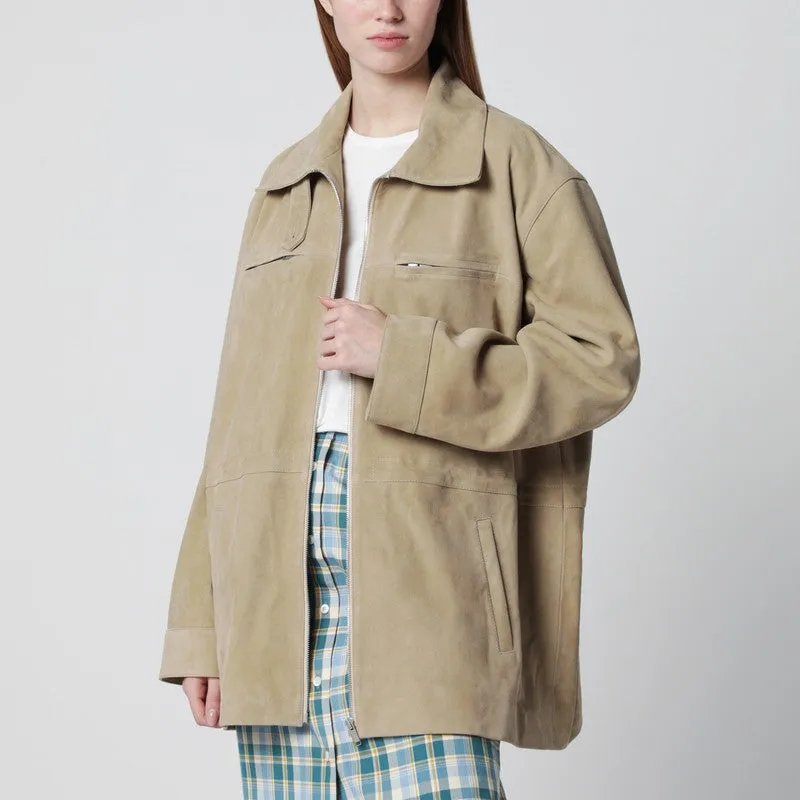 Beige Suede Leather Parka sold by Wanan Luxury