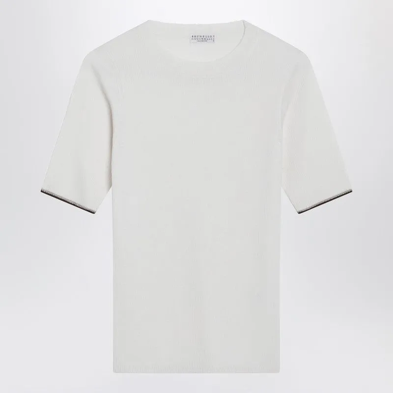 White Cashmere And Silk Knit Top sold by Wanan Luxury