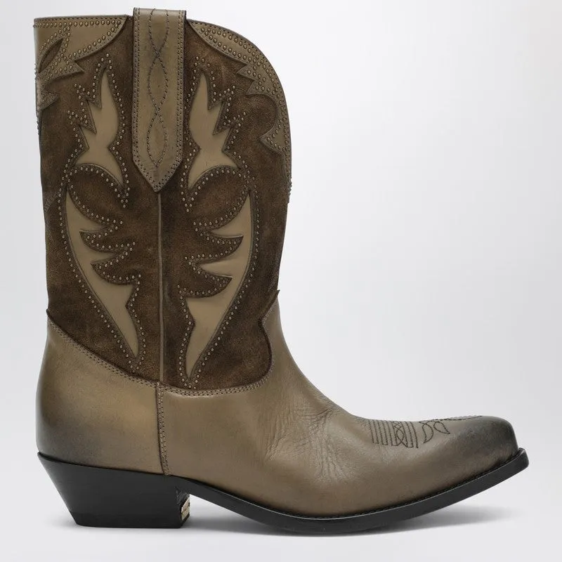 Wish Star Boots In Khaki Leather And Suede sold by Wanan Luxury
