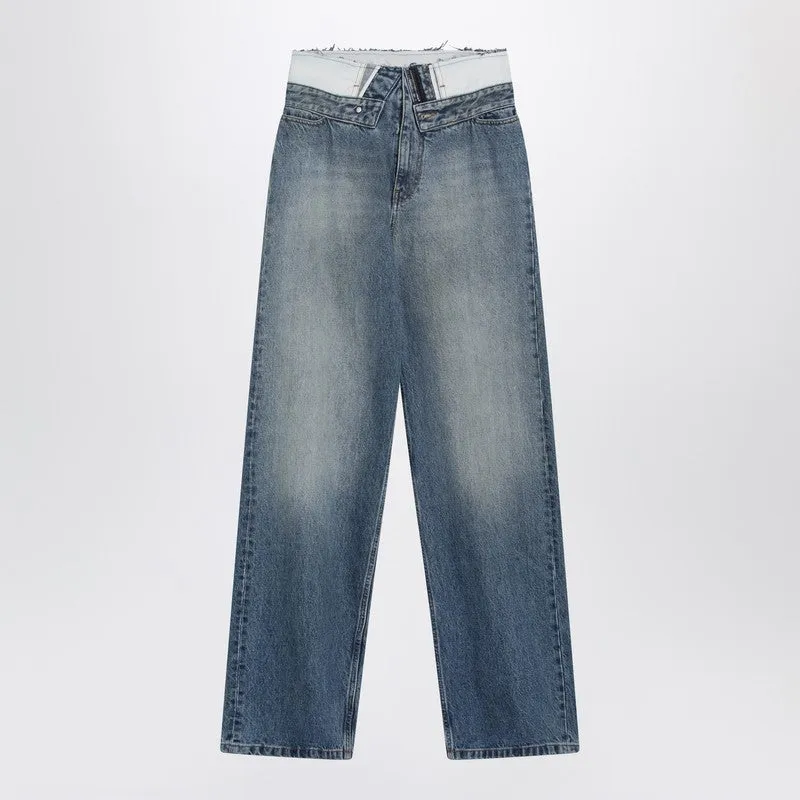 Light Blue Washed Jeans With Layered Waistband sold by Wanan Luxury