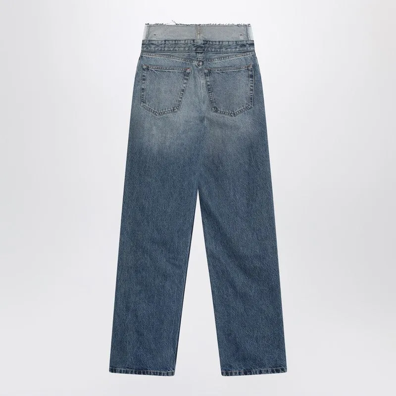 Light Blue Washed Jeans With Layered Waistband sold by Wanan Luxury product image thumbnail 2