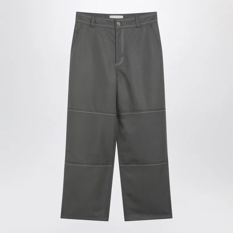 Grey Wool Canvas Workwear Trousers sold by Wanan Luxury