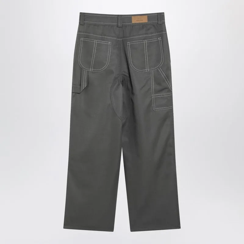 Grey Wool Canvas Workwear Trousers sold by Wanan Luxury product image thumbnail 2