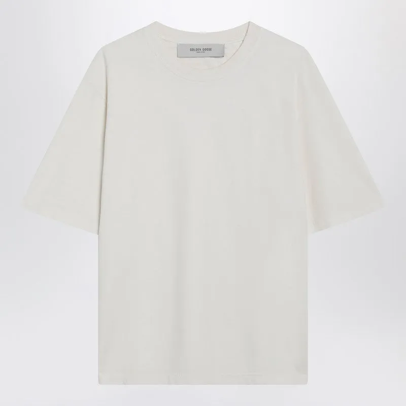 White T-Shirt With Reverse Lettering Logo On The Back made by Golden Goose