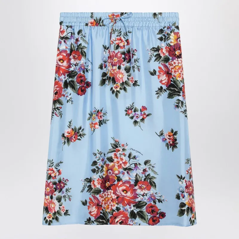 Silk Twill Skirt With Floral Print sold by Wanan Luxury