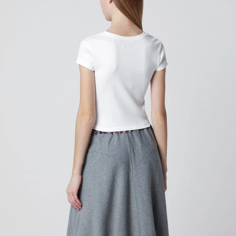 White Cropped T-Shirt With Orb Logo sold by Wanan Luxury product image thumbnail 2