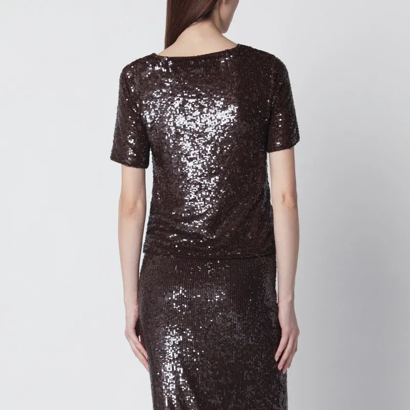 Brown Sequin Knit Top sold by Wanan Luxury product image thumbnail 2