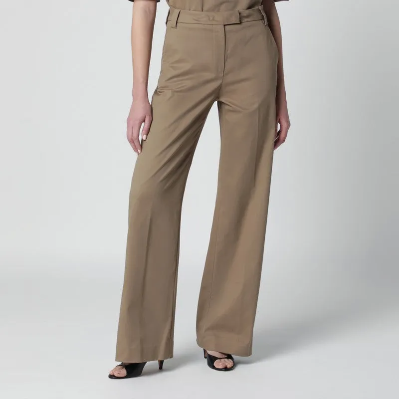 Cognac Cotton Palazzo Trousers sold by Wanan Luxury