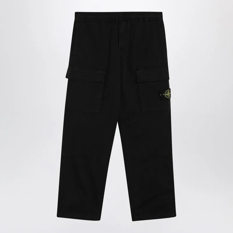 Black Cotton-Blend Cargo Trousers sold by Wanan Luxury
