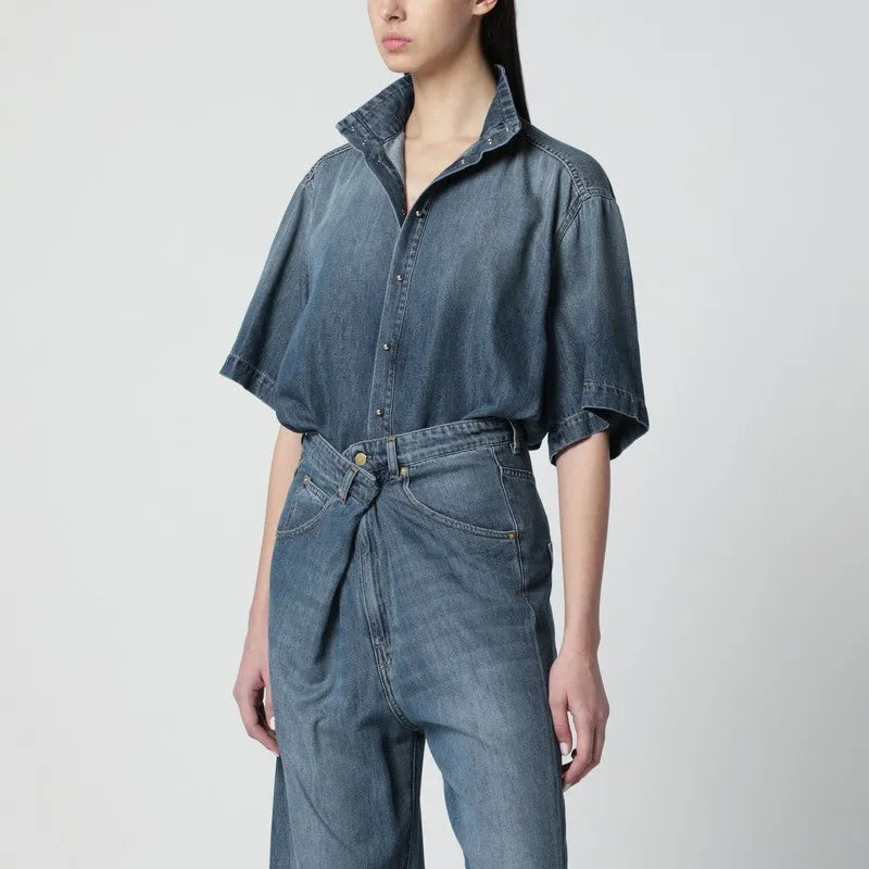 Oversized Short-Sleeve Denim Shirt made by DARKPARK