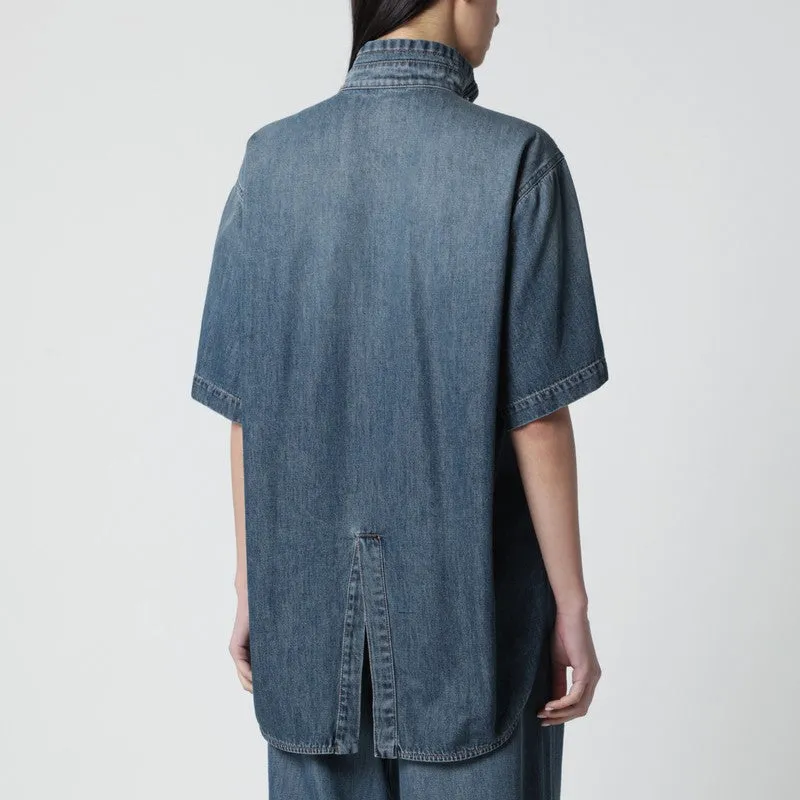 Oversized Short-Sleeve Denim Shirt sold by Wanan Luxury product image thumbnail 2