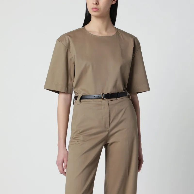 Short-Sleeve Cognac Cotton Top sold by Wanan Luxury