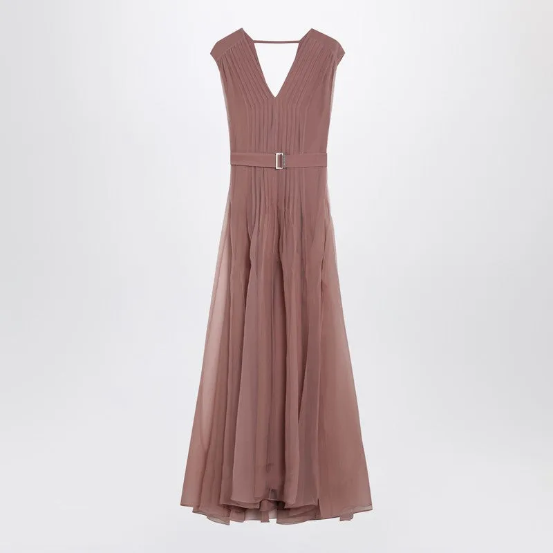 Pink Crispy Silk Dress With Belt sold by Wanan Luxury