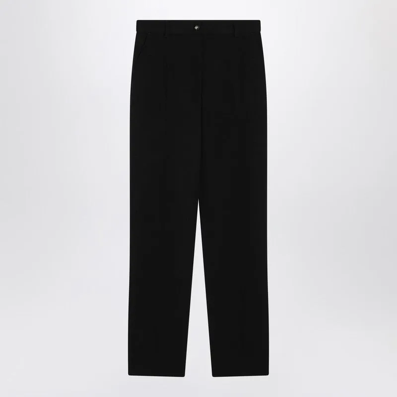 Black Wool Canvas Trousers sold by Wanan Luxury