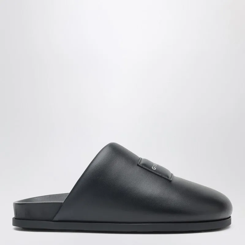 Label Flat Mules In Black Nappa Leather sold by Wanan Luxury