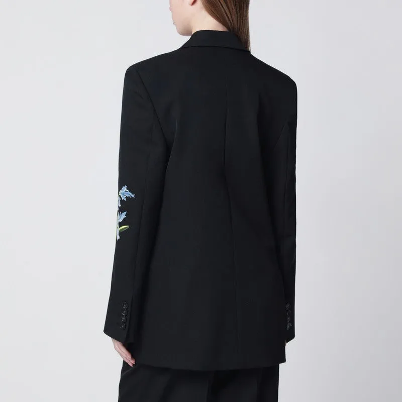 Black Double-Breasted Jacket With Floral Embroidery sold by Wanan Luxury product image thumbnail 2