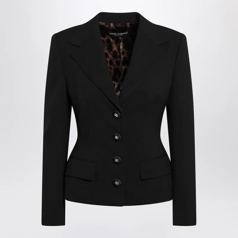 Black Single-Breasted Wool Canvas Jacket sold by Wanan Luxury