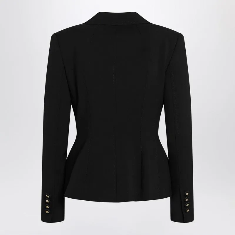 Black Single-Breasted Wool Canvas Jacket sold by Wanan Luxury product image thumbnail 2