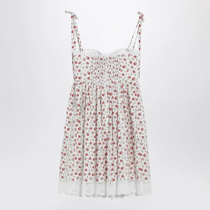 White Mini Dress With Roselline Print sold by Wanan Luxury product image thumbnail 2