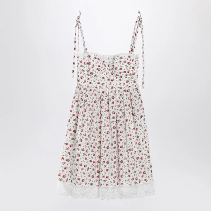 White Mini Dress With Roselline Print made by Dolce & Gabanna