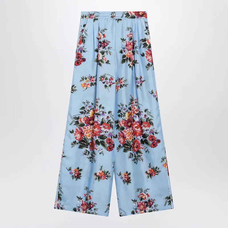 Silk Twill Trousers With Floral Print sold by Wanan Luxury