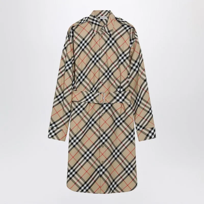 Beige Check Shirt Dress made by Burberry