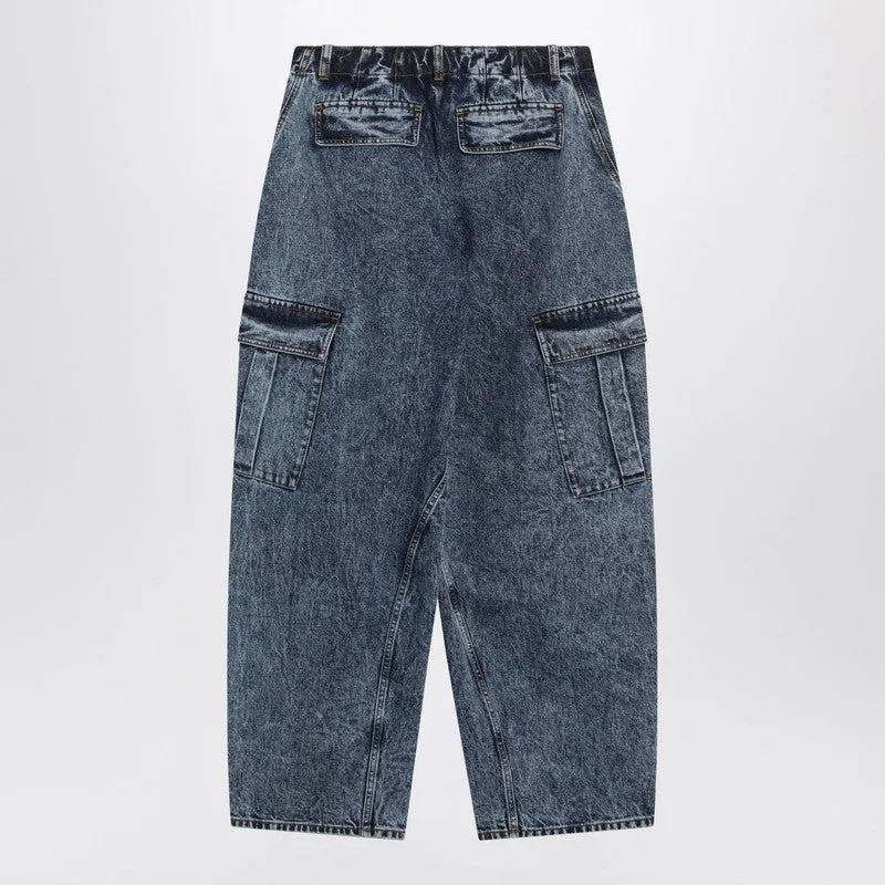 Blue Washed Denim Cargo Trousers sold by Wanan Luxury product image thumbnail 2