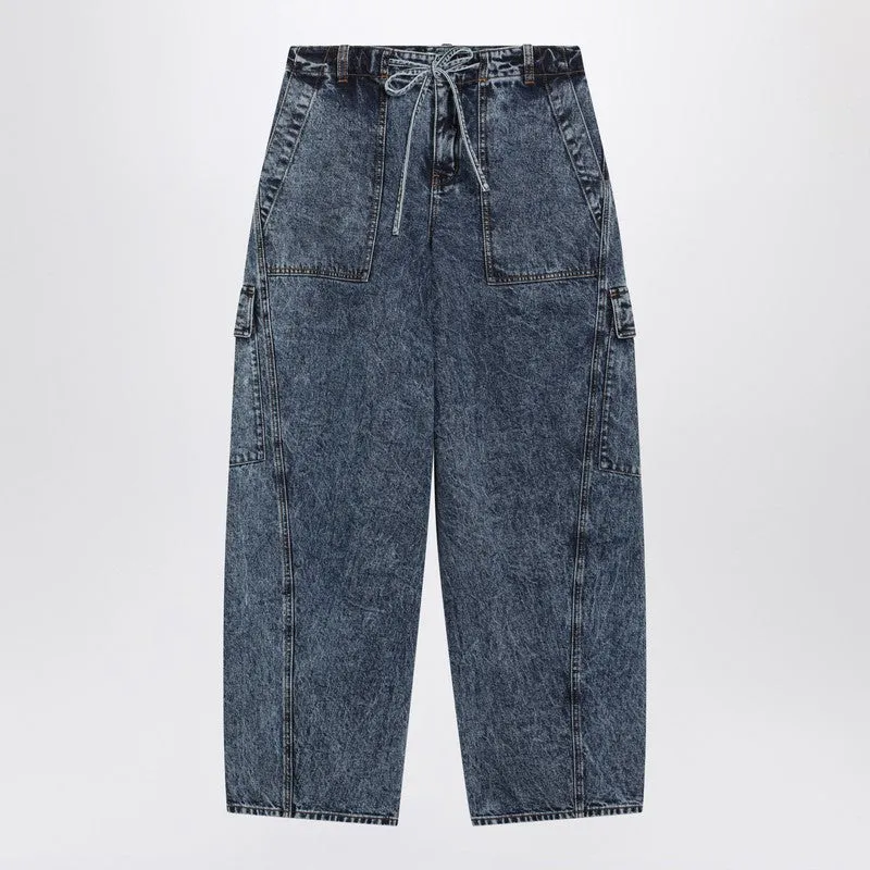 Blue Washed Denim Cargo Trousers made by Alaia