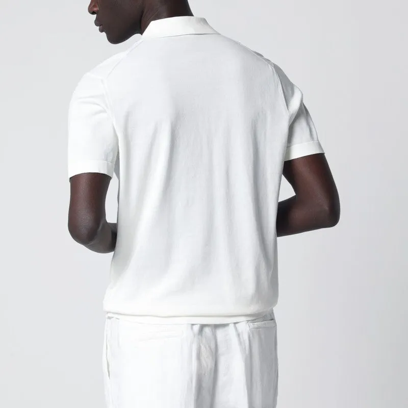 Milk-White Cotton Knit Polo sold by Wanan Luxury product image thumbnail 2