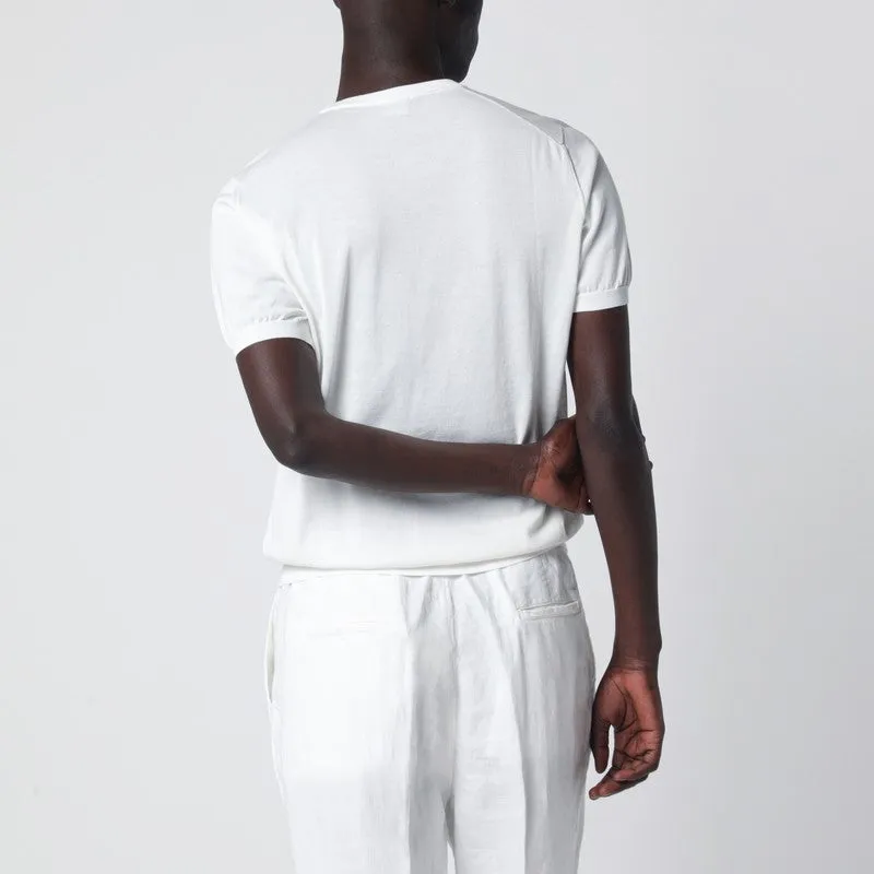 Crew Neck T-Shirt In Milky White Cotton sold by Wanan Luxury product image thumbnail 2