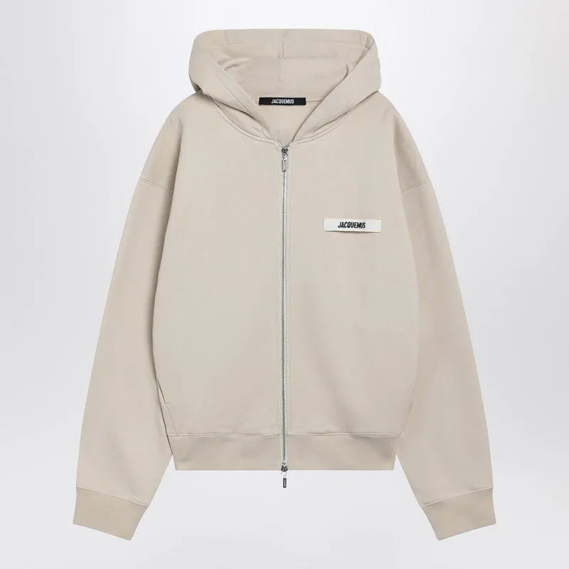 Beige Zip-Up Sweatshirt With Grosgrain Logo sold by Wanan Luxury