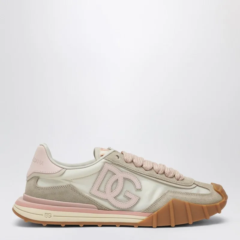 Dg Athletic Sneakers In Ivory And Pink Fabric And Leather sold by Wanan Luxury