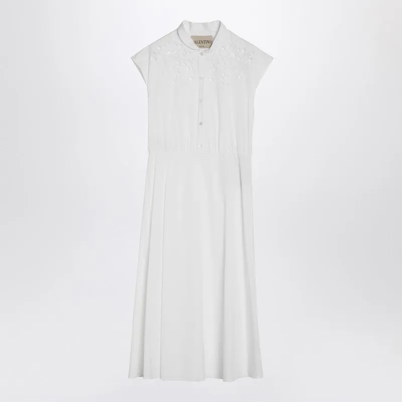 White Midi Dress With Sangallo Embroidery sold by Wanan Luxury