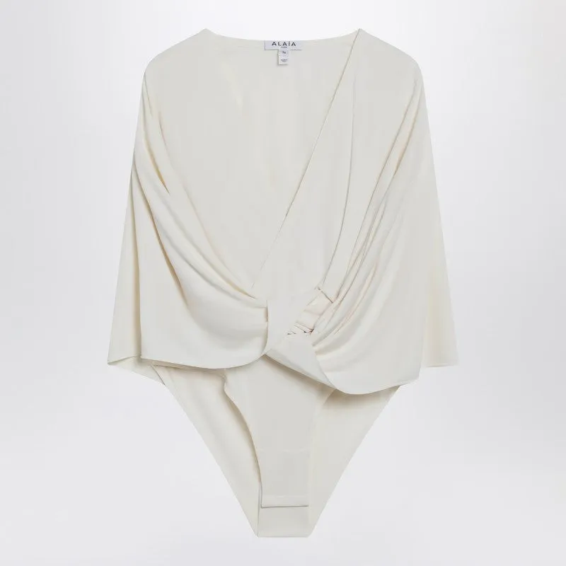 Cream Viscose Bodysuit With Hood made by Alaia