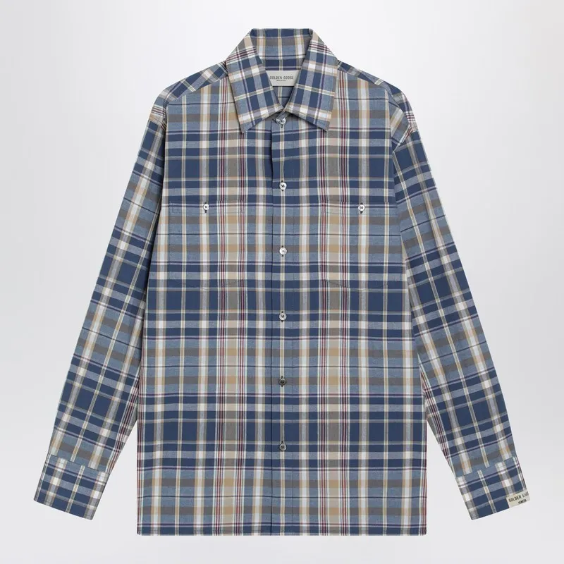 Indigo Blue Checked Shirt sold by Wanan Luxury