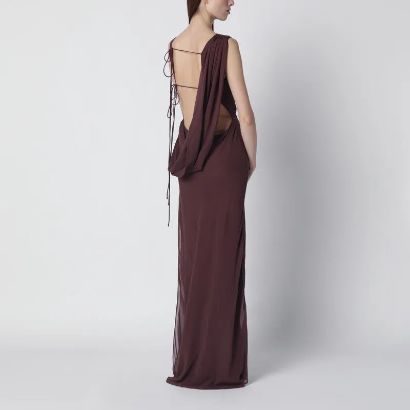 Aubergine Silk-Blend Long Dress sold by Wanan Luxury product image thumbnail 2