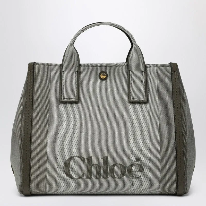 Carry Tote Bag In Dark Green Striped Canvas sold by Wanan Luxury product image thumbnail 2