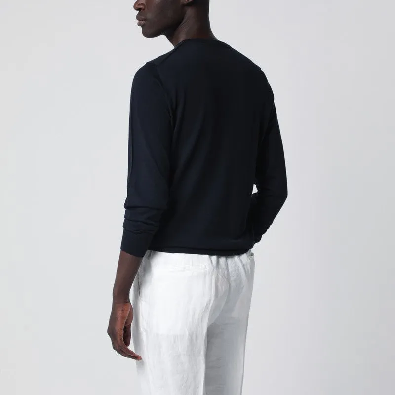 Navy Blue Wool Crew-Neck Sweater sold by Wanan Luxury product image thumbnail 2