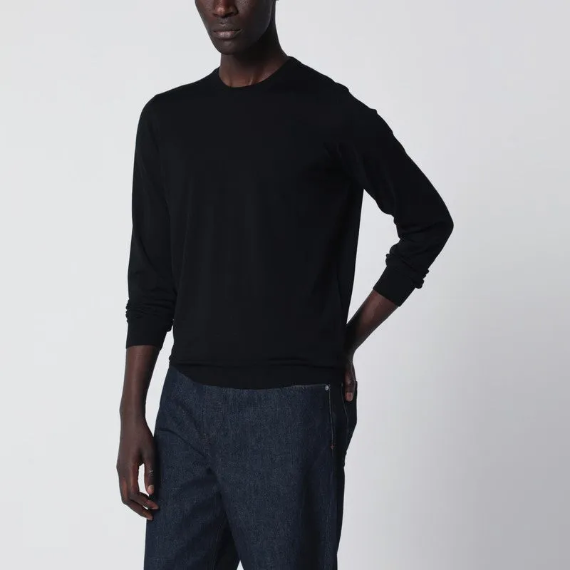 Black Wool Crew-Neck Sweater sold by Wanan Luxury
