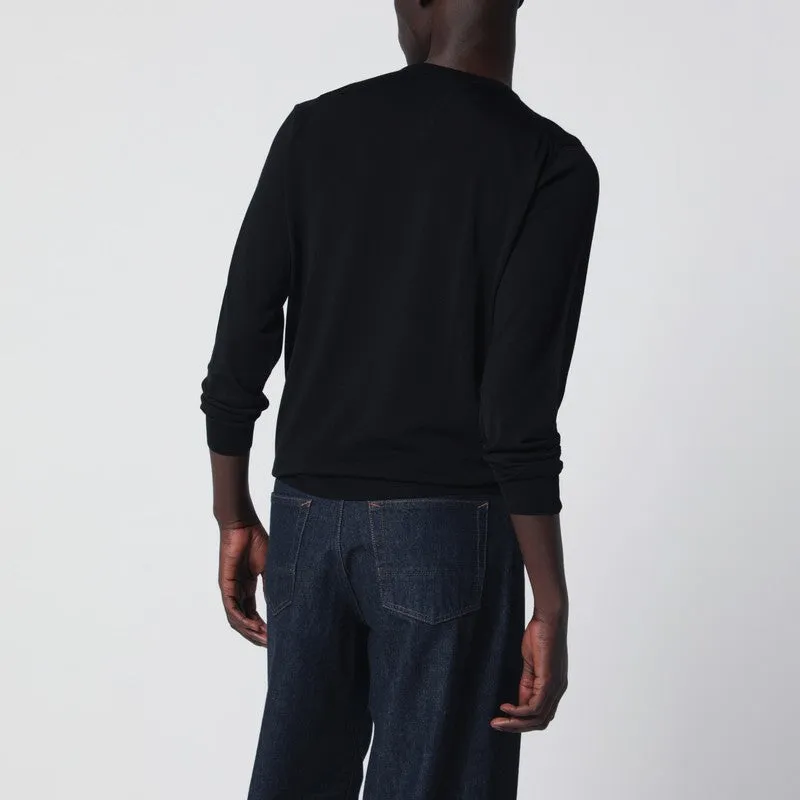 Black Wool Crew-Neck Sweater sold by Wanan Luxury product image thumbnail 2